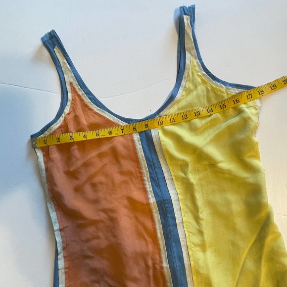 Frock by Tracy Reese Silk Mini Dress Womens Size 2 Blue Peach Yellow Shift - Picture 8 of 8